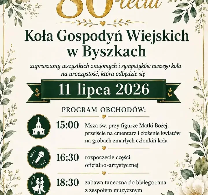KGW Byszki zaprasza na sobotnie obchody i zabawę taneczną