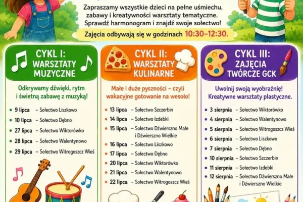Bezpłatne wakacyjne warsztaty dla dzieci w sołectwach gminy Łobżenica