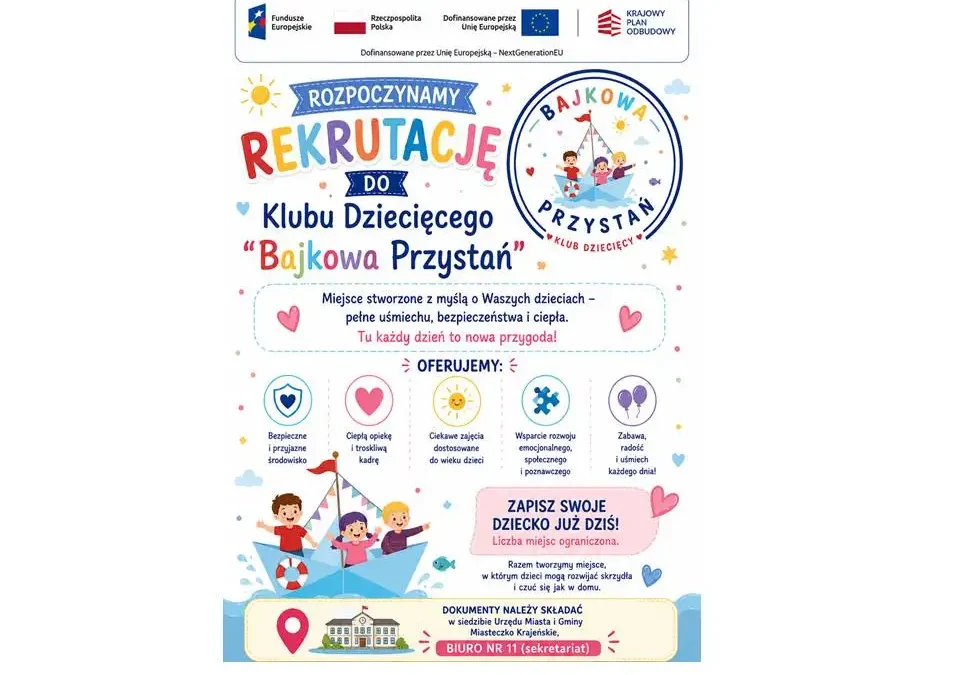 Rekrutacja do Klubu Dziecięcego „Bajkowa Przystań” w Grabionnej rusza od 3 lipca