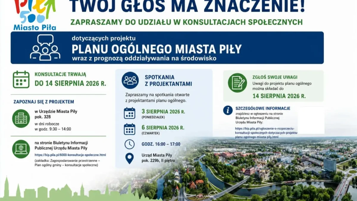 Konsultacje Planu Ogólnego Miasta Piły – mieszkańcy mają głos
