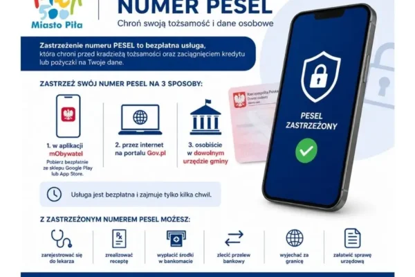 Zastrzeganie numeru PESEL w Pile: usługa działa bez utrudnień, można też załatwić online