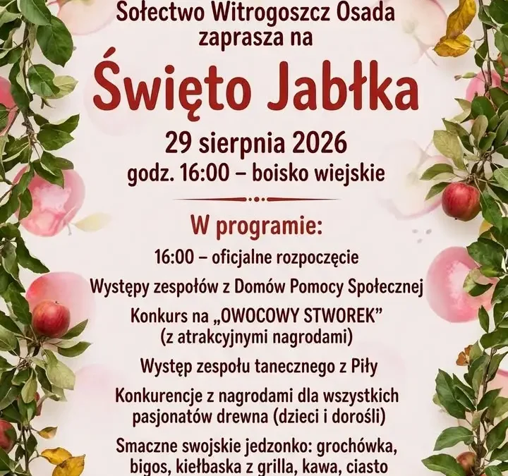 Święto Jabłka w Witrogoszczy Osadzie – rodzinna zabawa 29 sierpnia