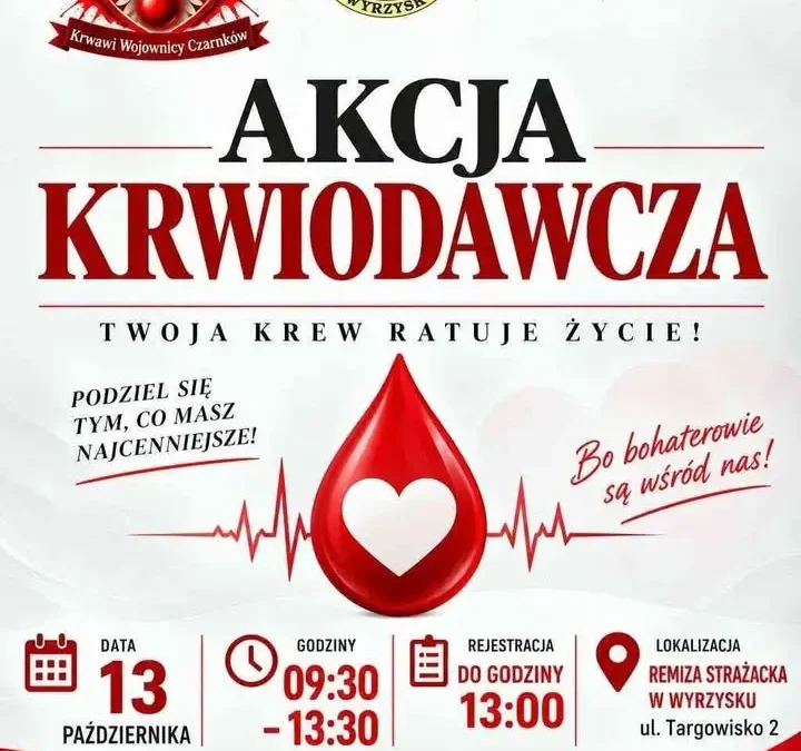 Akcja krwiodawcza w Wyrzysku – oddaj krew i uratuj życie