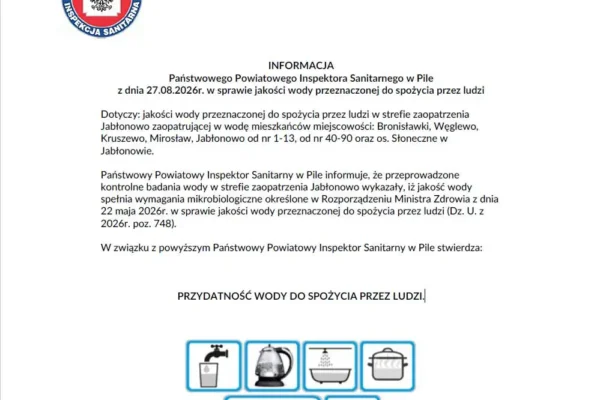 Woda w Jabłonowie i okolicach zdatna do picia – wyniki badań