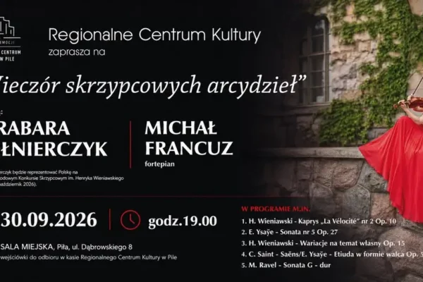 Bezpłatny koncert skrzypcowy w Sali Miejskiej w Pile – 30 września