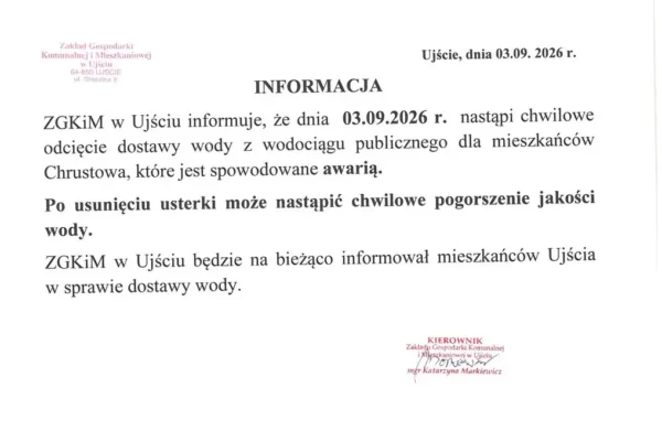 Awaria sieci wodociągowej w Chrustowie – przerwa w dostawie wody