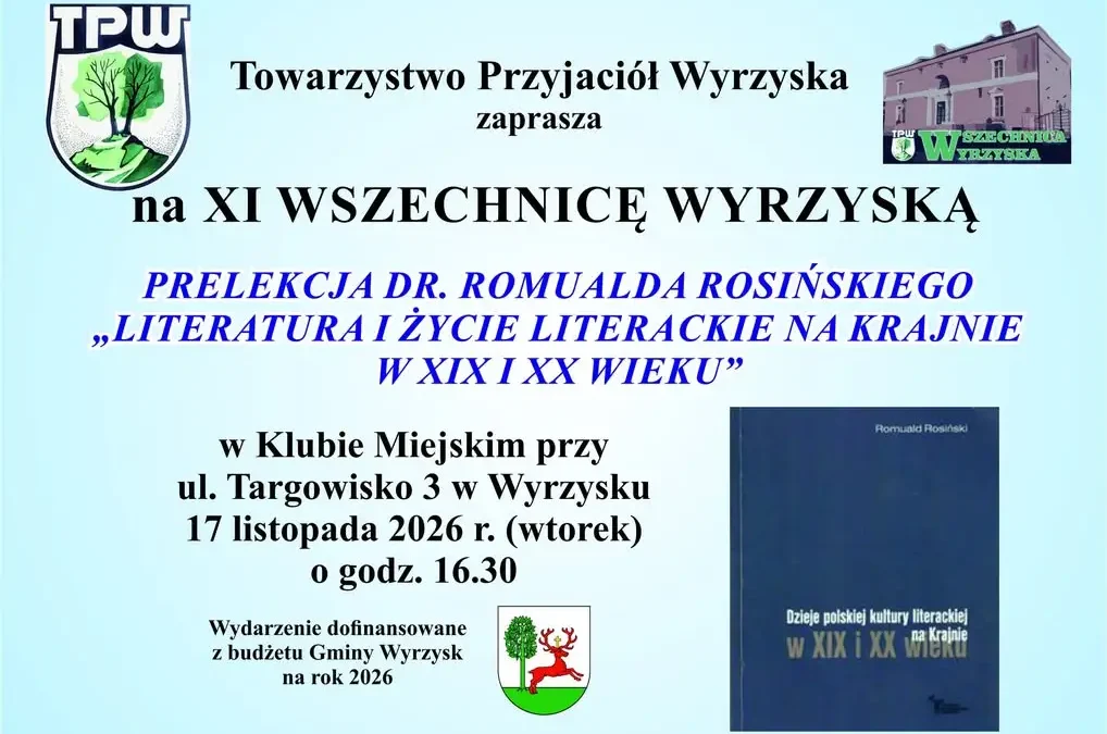 XI Wszechnica Wyrzyska: prelekcja o literaturze Krajny już 17 listopada