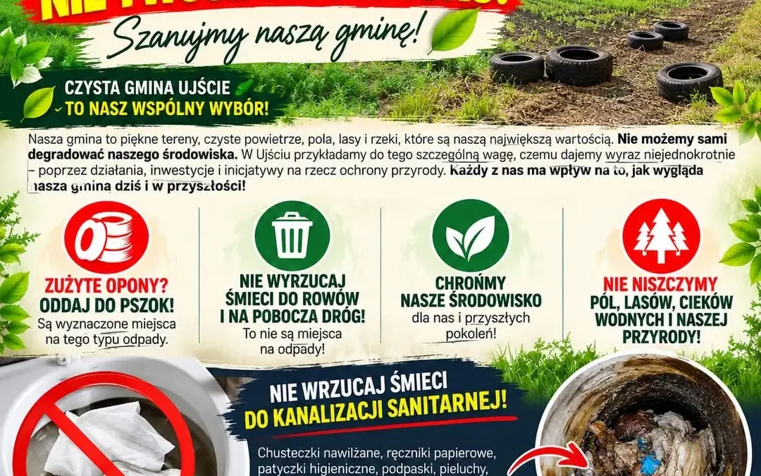 Gmina Ujście apeluje: nie zaśmiecajmy rowów, lasów i kanalizacji