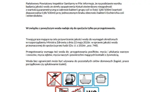 Kotuń i Cyków: woda z sieci tylko po przegotowaniu