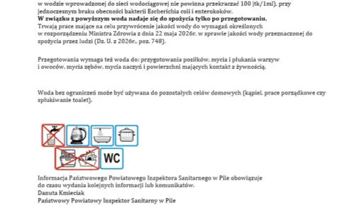 Woda w Kotuniu i Cyku niezdatna do picia bez przegotowania – komunikat sanepidu
